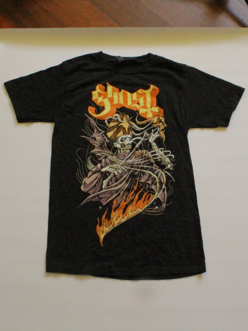 Black Shost Band T Shirt Graphic Logo Short Sleeve Crew Neck Cotton Size Small